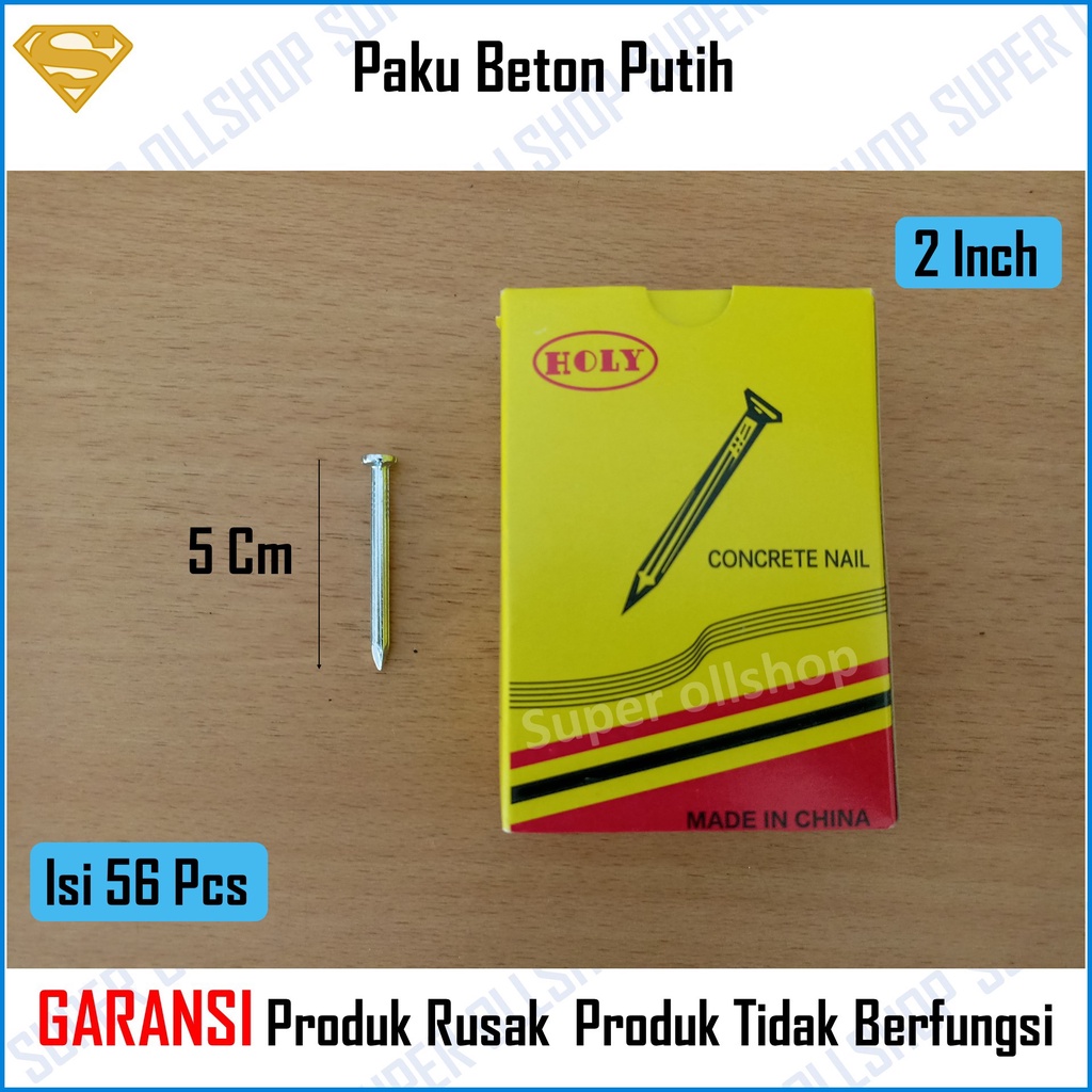 Paku Beton Cor Concrete Nail Putih 1.25 Inch 1.5 Inch 2 Inch 2.5 Inch 3 Inch 4 Inch 5 Inch 4 Cm 5 Cm 6 Cm 7 Cm