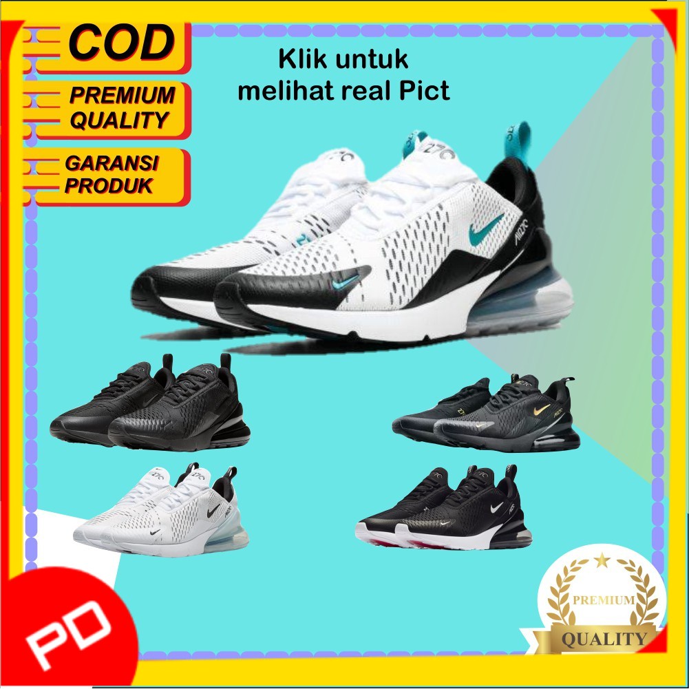 Sepatu Sneakers Nike Air Max 270 Black White Putih Sporty Running Pria Premium - RM