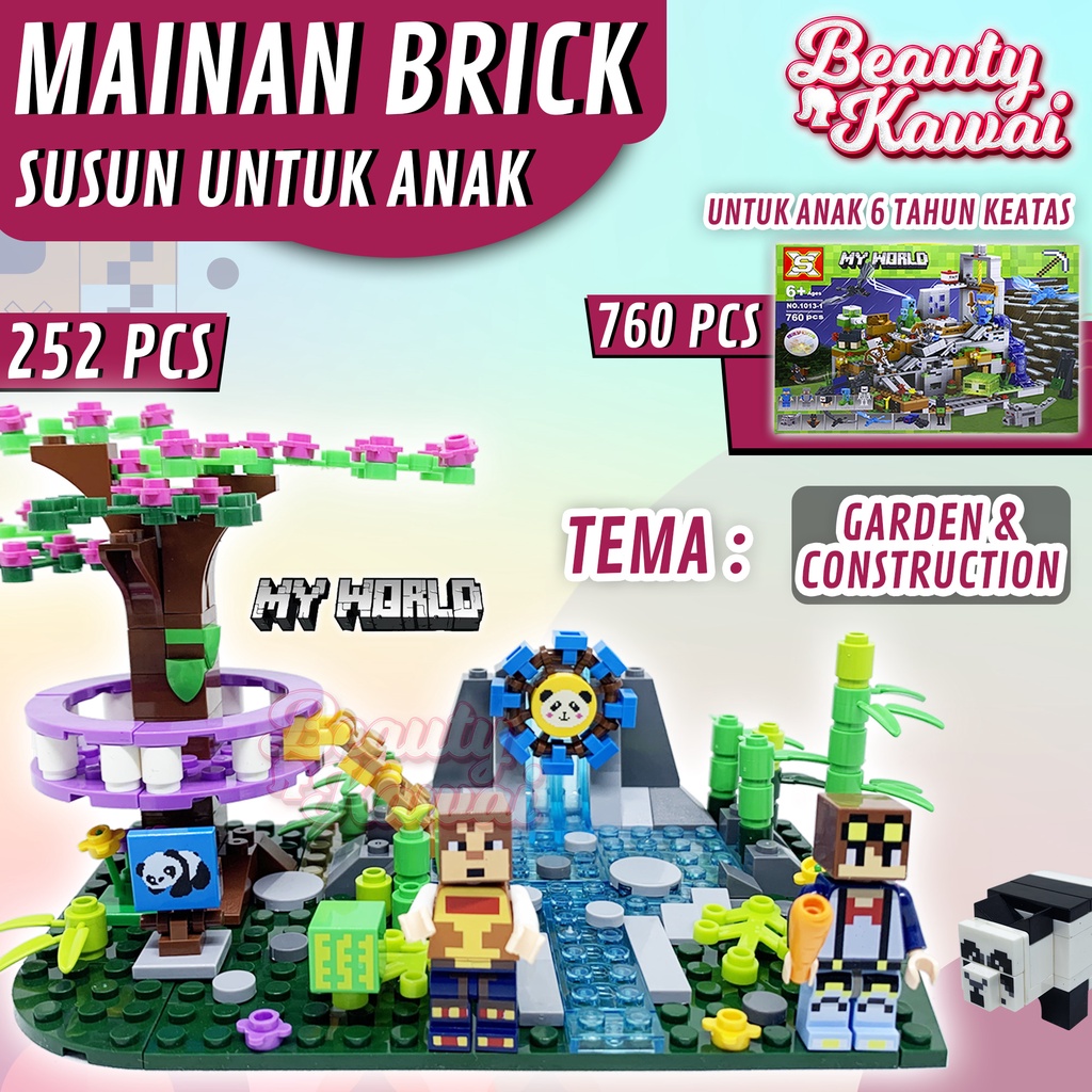 LEGO minicraft Edukasi Anak Mainan KOTA TAMAN 760PCS Balok Susun