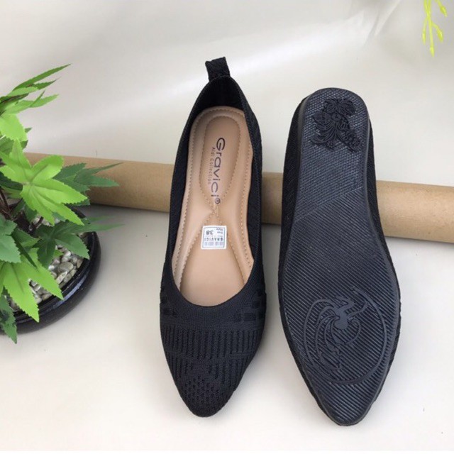 Sepatu Flat Wanita Slip On Bahan Rajut Import DO-23 GRAVICI