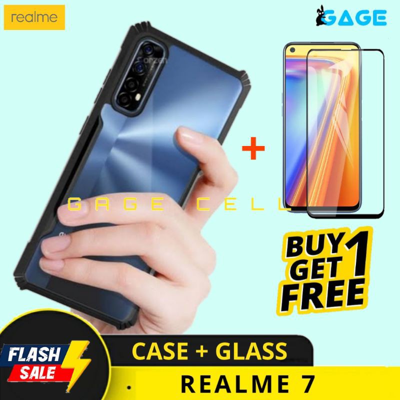 FREE ✅ TEMPERED GLASS FULL REALME 7 - HARDCASE SOFTCASE CASE FUZE ARMOR REALME7 CASING COVER SILIKON