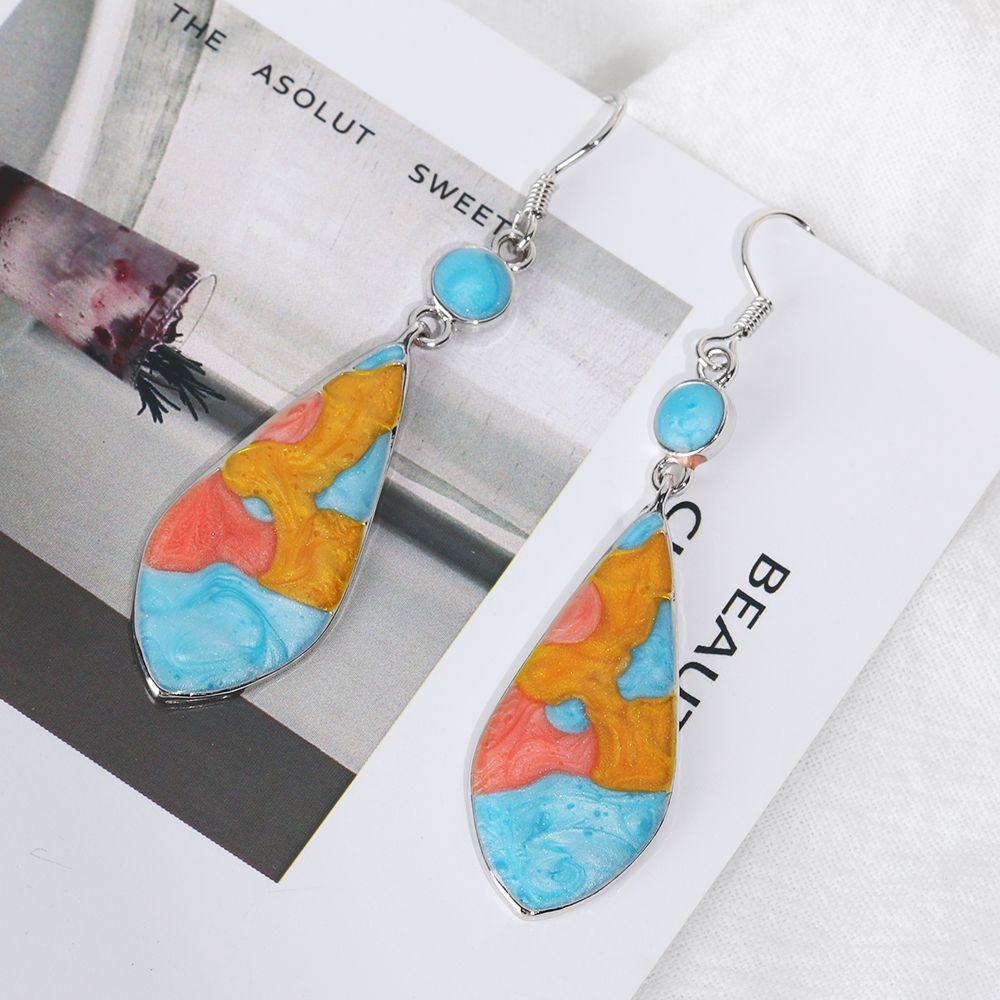 Preva 1pasang Anting Turquoise Earrings Trendy Pernikahan Fashion Opal