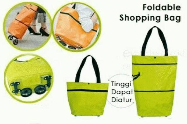 Trolley Bag shopping bag / tas belanja trolley dengam roda / ketinggian bisa diatur