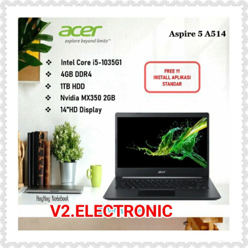 Laptop Acer Aspire 5 A514 Intel Core i5-1035G1 VGA 2GB MX350 | RAM 4GB | HDD 1TB | Win10