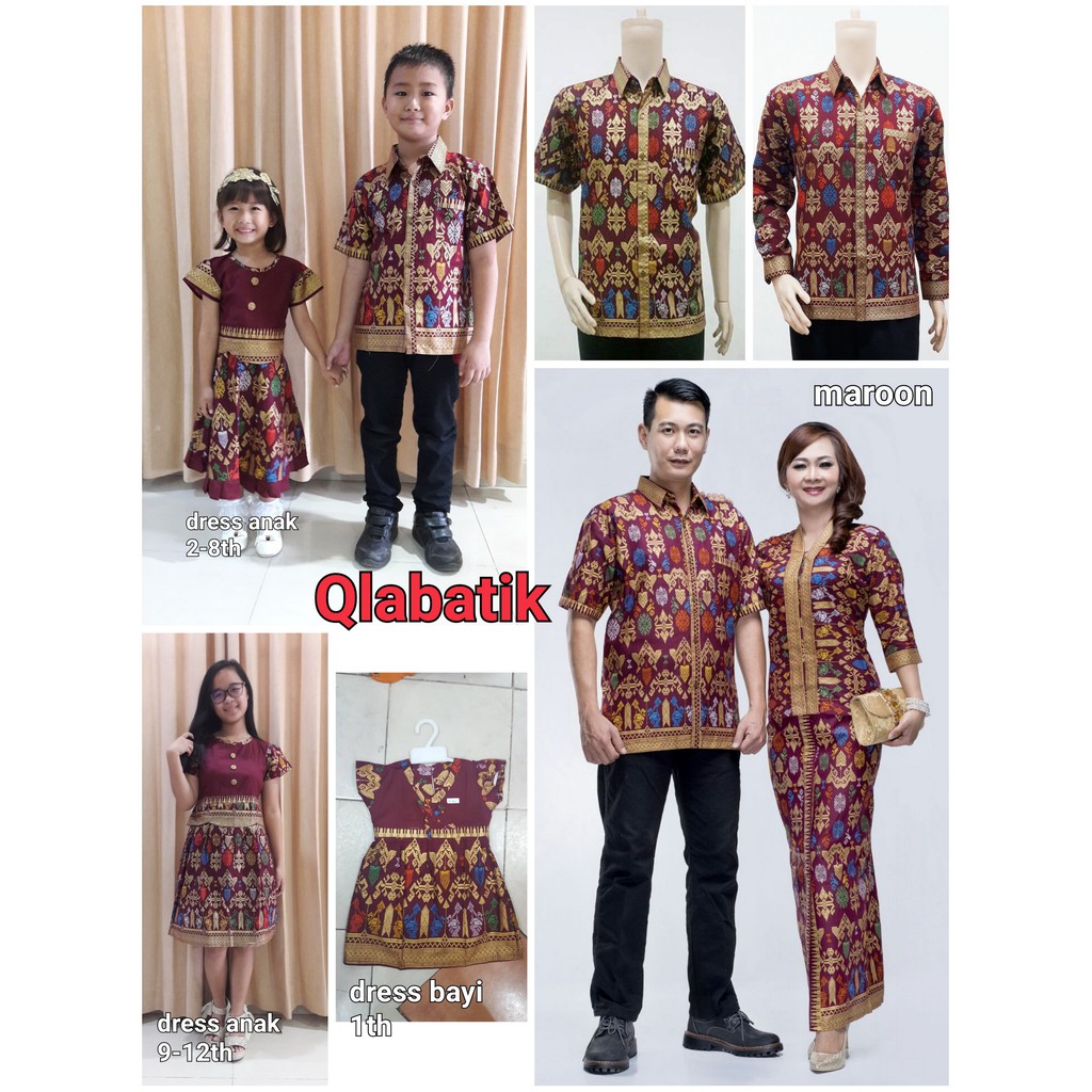 SARIMBIT COUPLE BATIK FAMILY/KELUARGA ROK N BLUS WANITA SANTIKA PANJANG MAROON