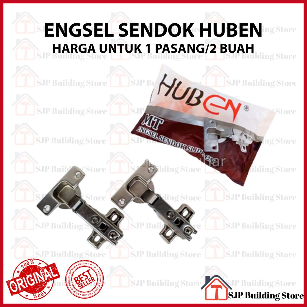 HUBEN Engsel Sendok 35 mm 26 mm Lurus full bungkuk per PASANG 2 pcs