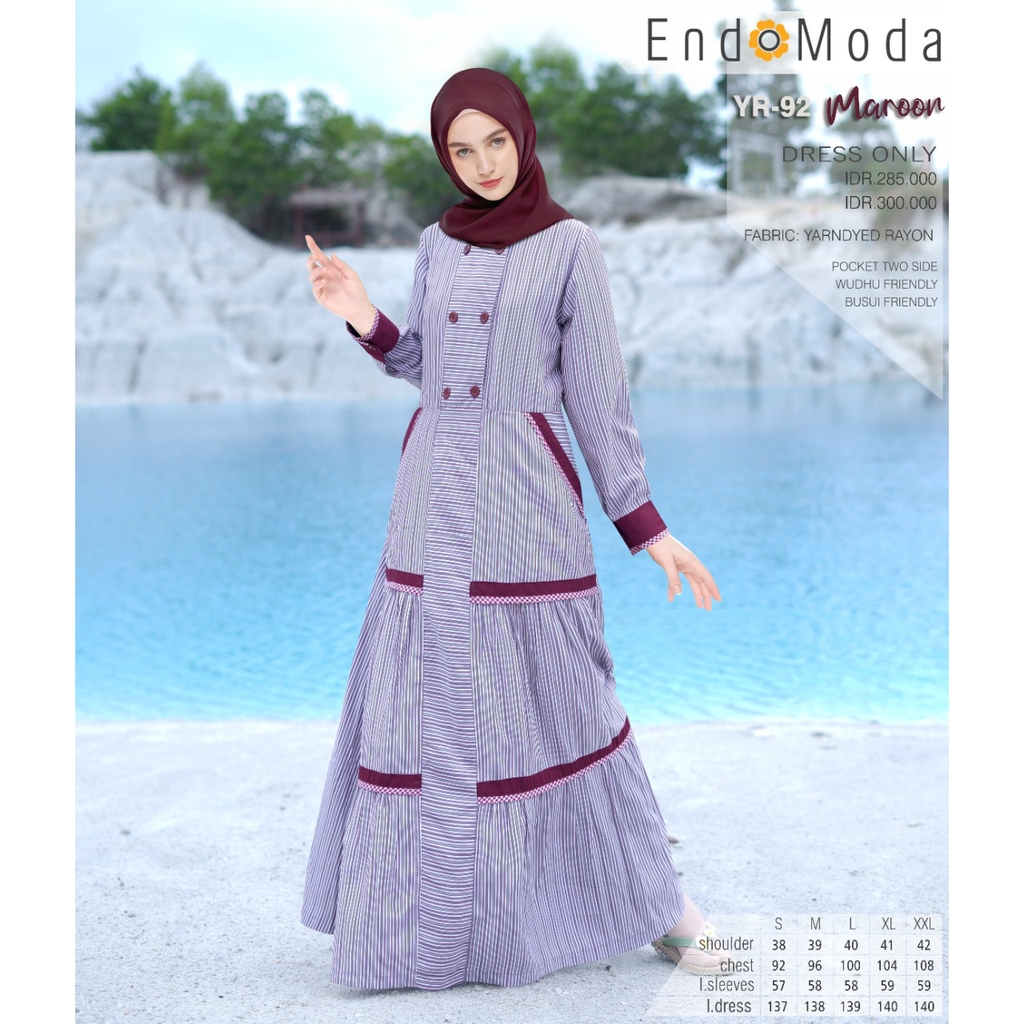 Gamis Muslimah Endomoda YR 92 Maroon