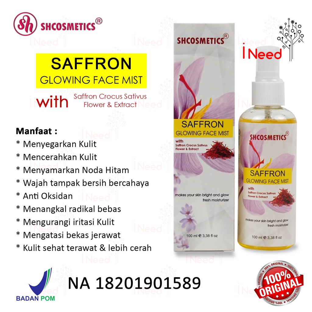 SAFRON FACE MIST SAFFRON GLOWING FACE MIST BPOM 100ml SH PENCERAH WAJAH PENGHILANG BEKAS JERAWAT