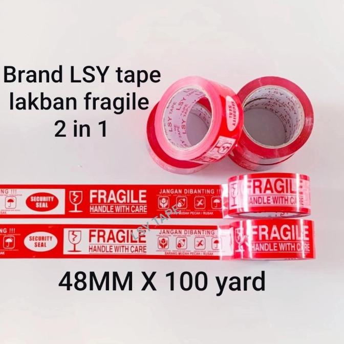 

Big Sale lakban fragile merah putih 2in1 100 yard Big Sale