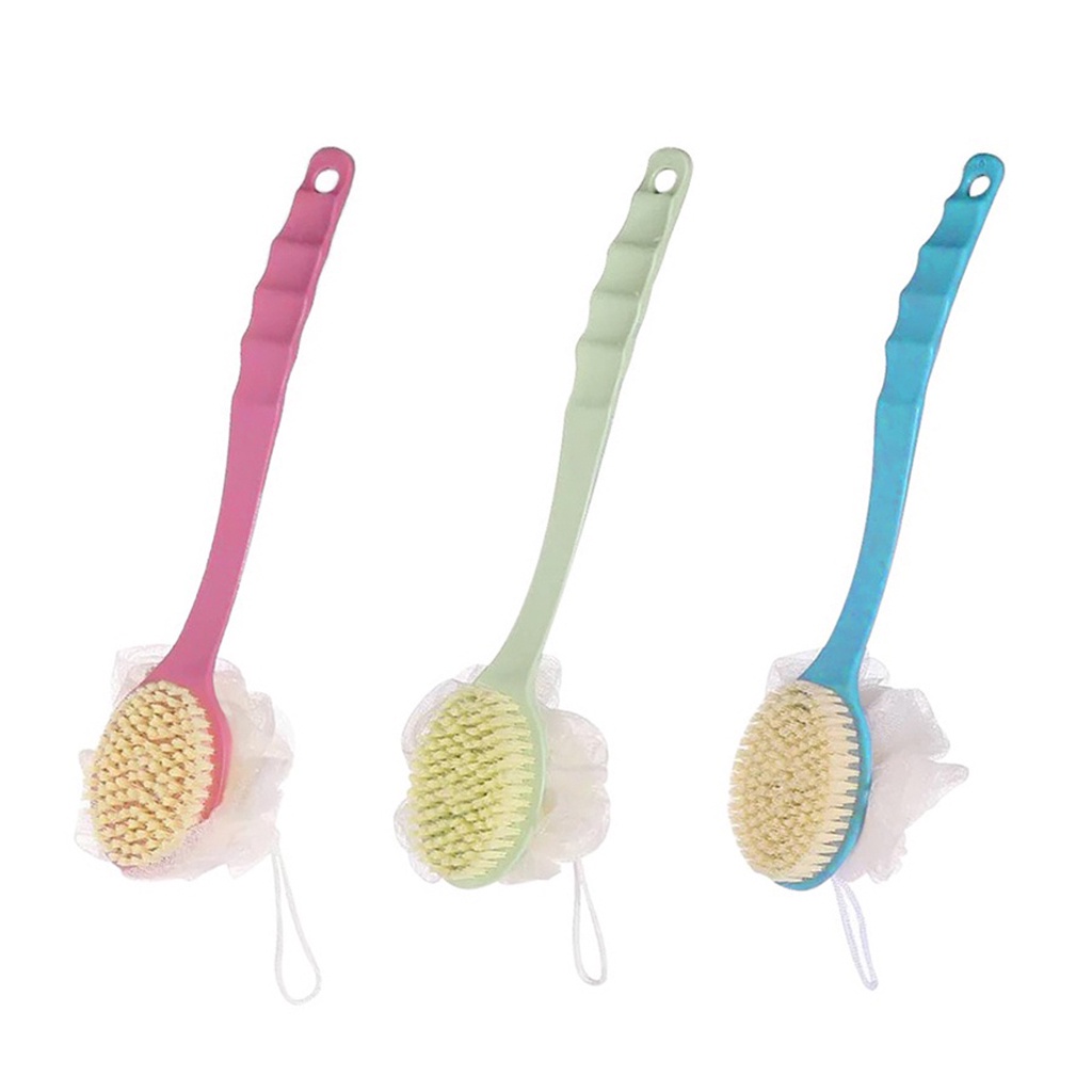 ❤GTB❤ Shower Puff + Sikat Gosok Punggung Gagang Panjang Spons Mandi 2 Sisi R657