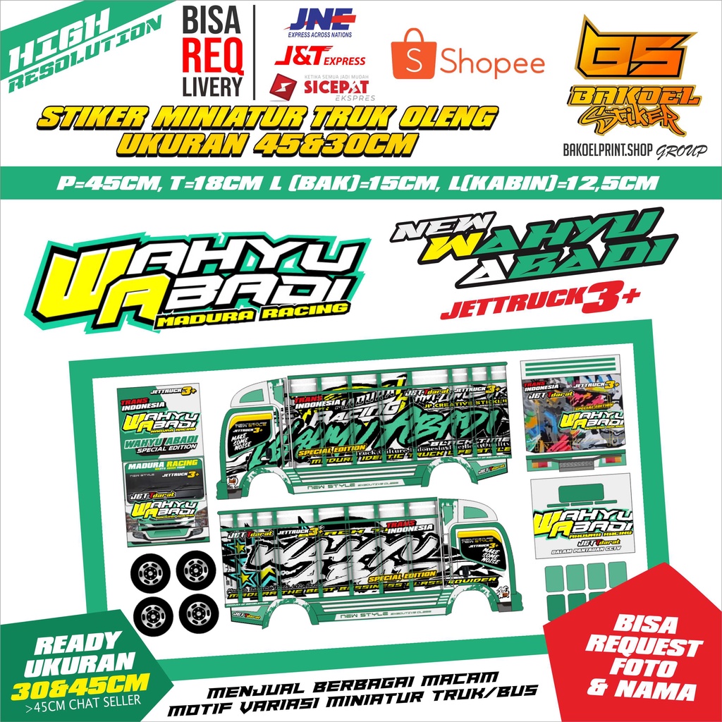 STIKER MINIATUR TRUK WAHYU ABADI 2 UK. 30-55CM