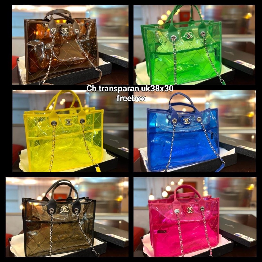 Top handle bag fashion Ch transparan exclusive box