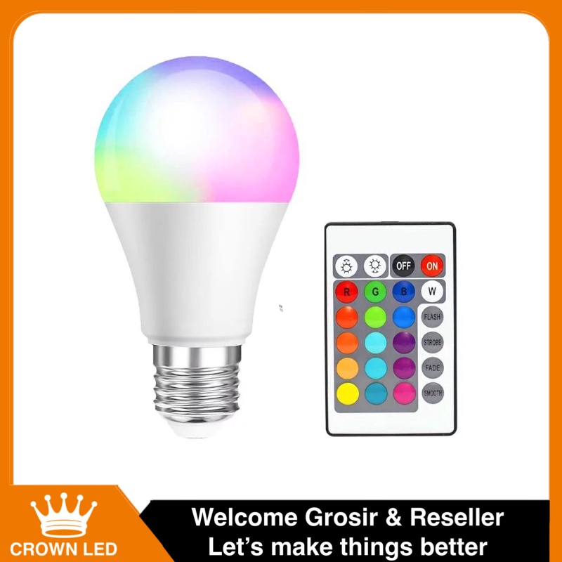 Lampu Bohlam LED RGB RGBW 16 Warna + Remote 7W Fitting E27 Awet Super Terang