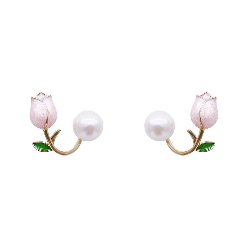 Anting Bunga tulip Mutiara Aksesoris Wanita Korea Manis Lucu