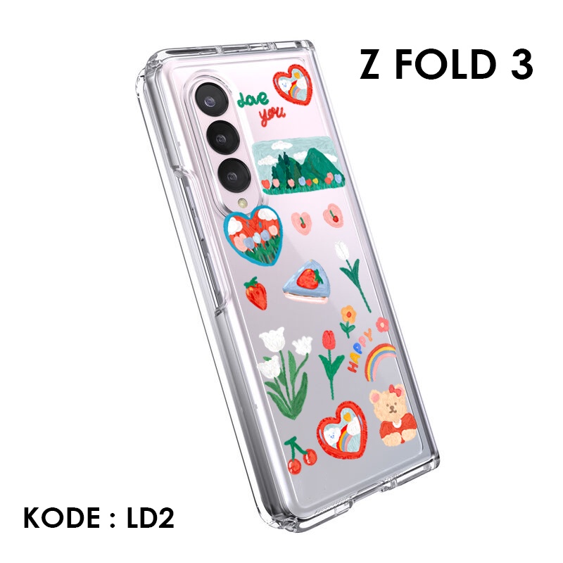 Casing Zfold 4 Fold 4 Samsung Galaxy Z Fold 3 Zfold Custom Hardcase Clear Nama request Gambar