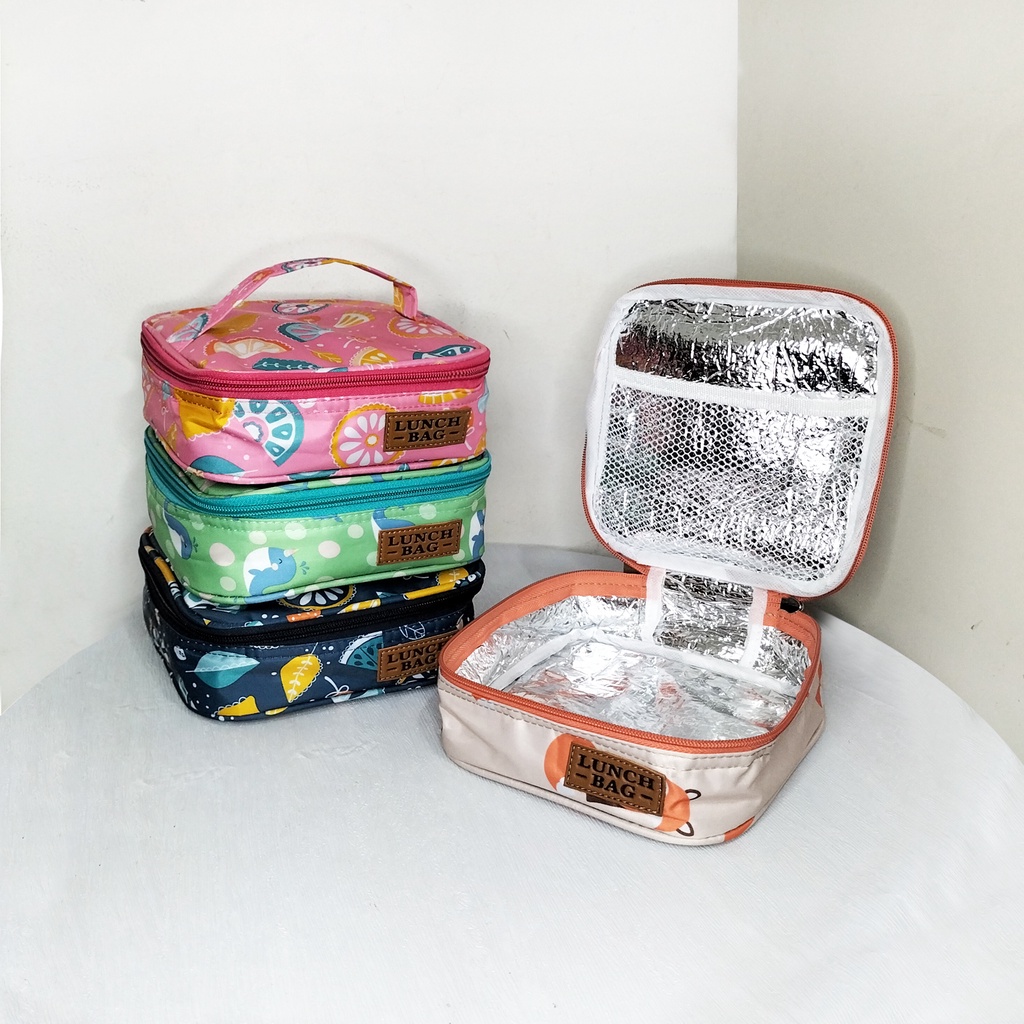 Tas Bekal motif waterproof Lunch Bag Loly Motif Tempat Penyimpan Makanan Aluminium Foil Cooler Bag Murah