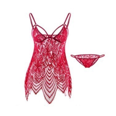 Seksi Lingerie Bahan Renda Transparan Tiddies Hollow-Out Hot Dress+Cd #98