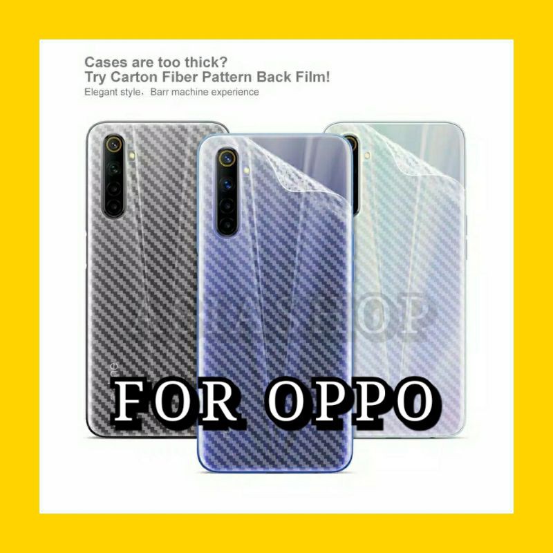 Garskin Pelindung backdoor Skin Motif Tekstur Carbon For All OPPO !!