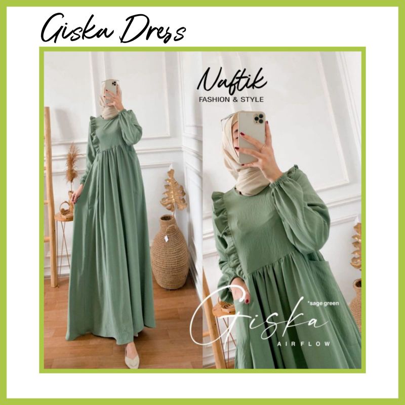 GISKA DRESS BAHAN CRINKLE // GAMIS CRINKLE NABTIK
