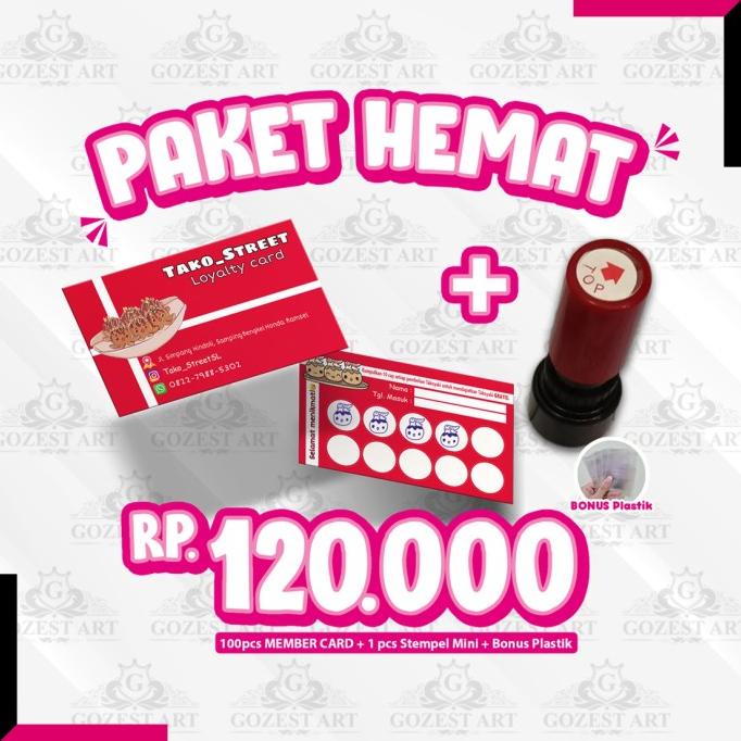 

PAKET HEMAT! Member card Loyalty Card Kartu Langganan + Stempel Custom