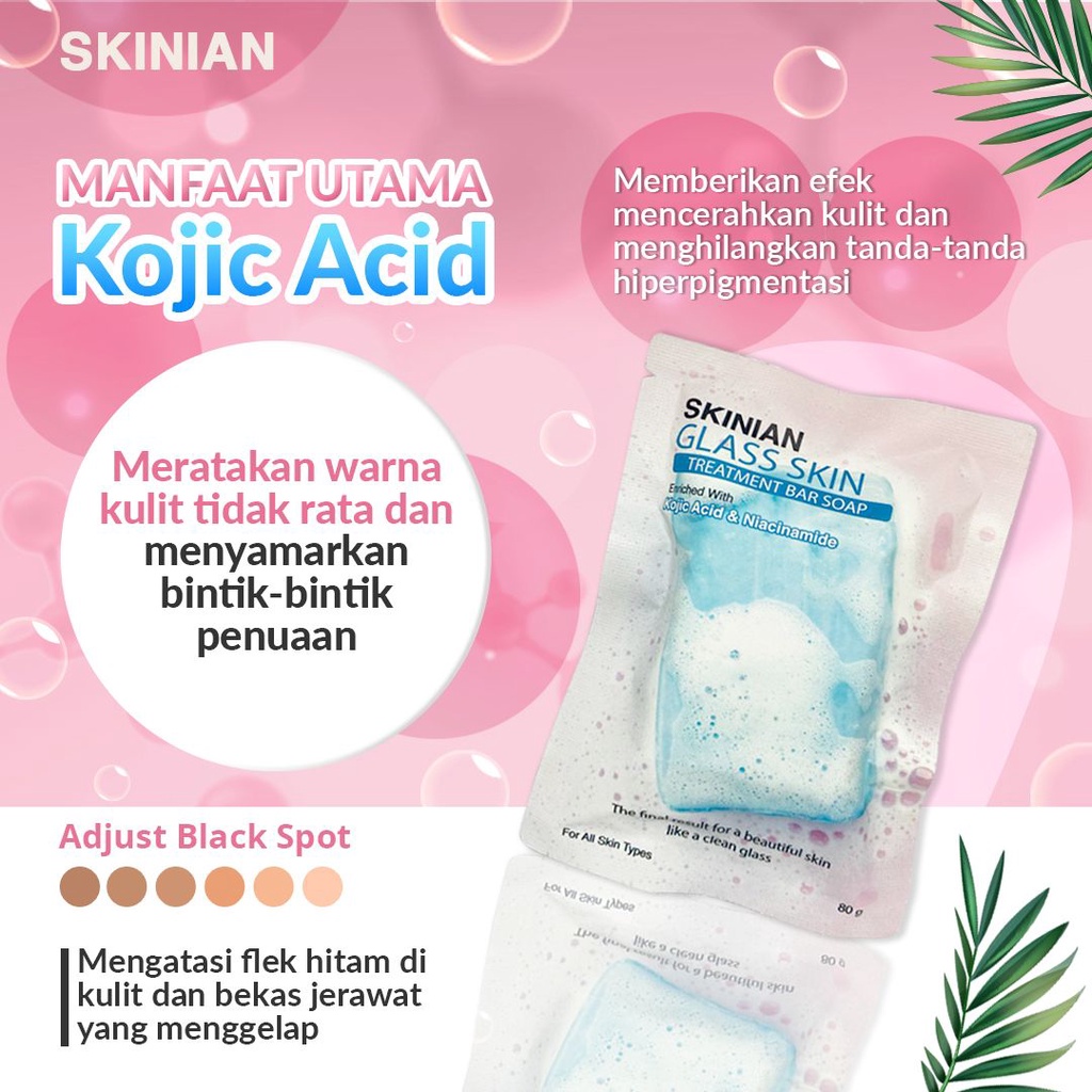 Skinian Glasskin Treatment Bar Soap BPOM Kojic Acid Soap Glasskin Soap Pencerah Wajah Penghilang Flek Plek Hitam Di Wajah Pria Wanita Ampuh Sabun Muka Penghilang Bekas Jerawat Pelembab Pelembap Kulit Kering Penghilang Kerutan Keriput Dahi Dan Wajah Ampuh