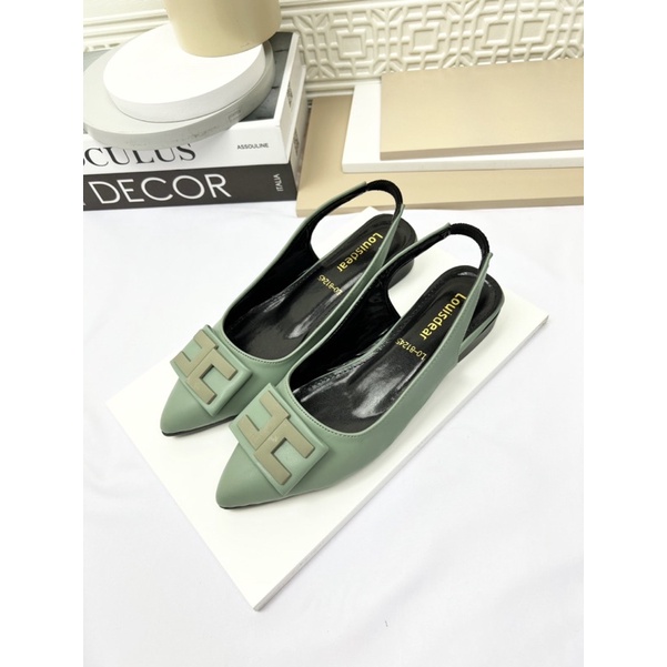 sepatu flat shoes wanita terbaru kekinian pesta LOUISDEAR sepatu flat 2 cm bahan dove tali belakang B78