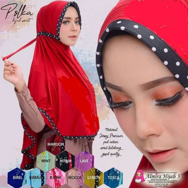 [COD] PROMO TERMURAH HIJAB INSTAN - JILBAB INSTAN SERUT POLKADOT || HIJAB JERSI SERUT INAYAH LIST