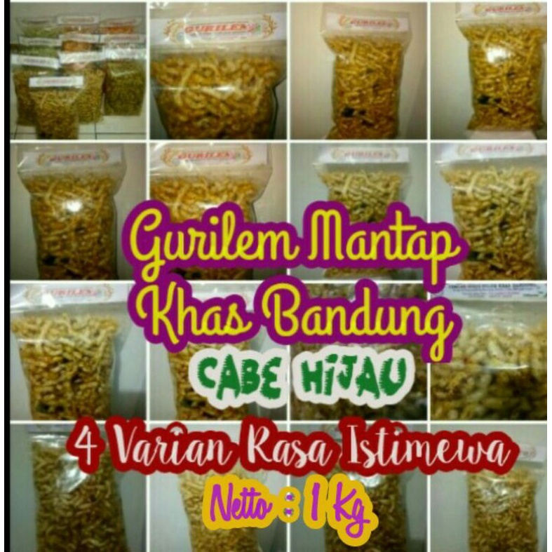 

1 Kg Gurilem Mantap Khas Bandung - Rasa CABE HIJAU - Kemasan Biasa Rasa Luar Biasa