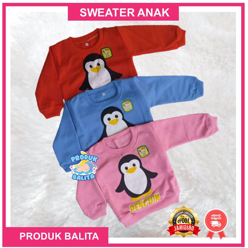 Sweater Bayi New Born Bayi Laki-laki Perempuan Sweater anak Gambar Penguin Ukuran S Telaris