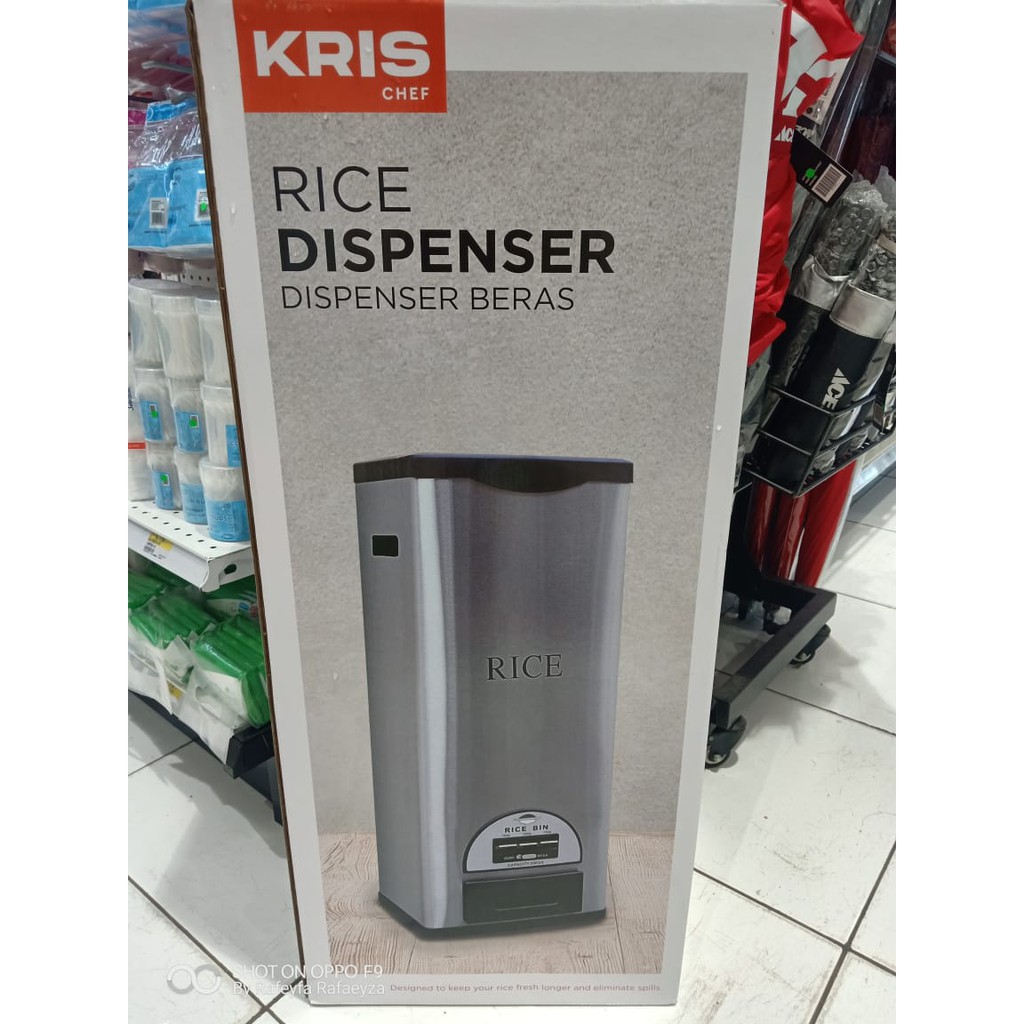 TEMPAT BERAS KRISCHEF 30 KG / DISPENSER BERAS STAINLESS STEEL