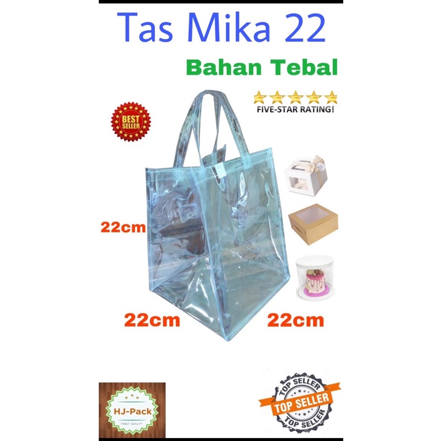 

TAS MIKA PLASTIK UKURAN 22X22X22CM / TAS PLASTIK TAKE AWAY / TAS PVC TRANSPARAN MIN ORDER 10PCS