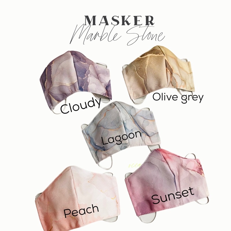 MASKER KAIN LUCU MARBLE STONE / MASKER PRINT EARLOP / MASKER KAIN DEWASA / MASKER PRINT