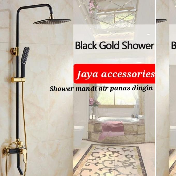 ] kran bathtub panas dingin BLACK GOLD MEWAH kran shower tiang column