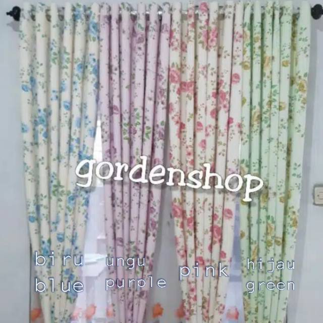 Gordyn Blackout Shabby Bolak Balik Pink Hijau Biru Purple Putih Gorden Jendela Minimalis Korden Pint