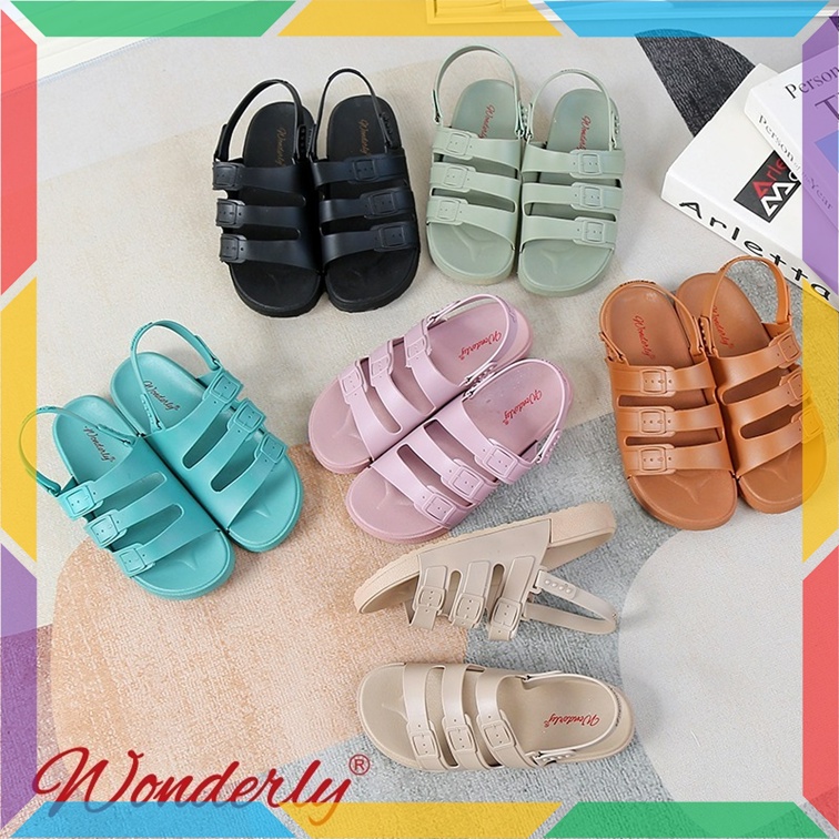 F2021-2 Sandal Selop Wanita Ban 3 Wonderly Sepatu Sandal Cewek Tawana Sendal Slop Rumah Karet