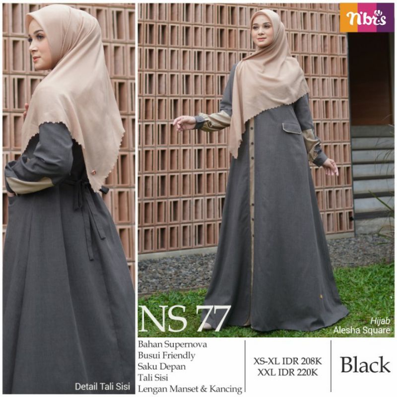Gamis Nibras terbaru NS 77 gamis murah Nibras gamis katun gamis polos gamis dewasa