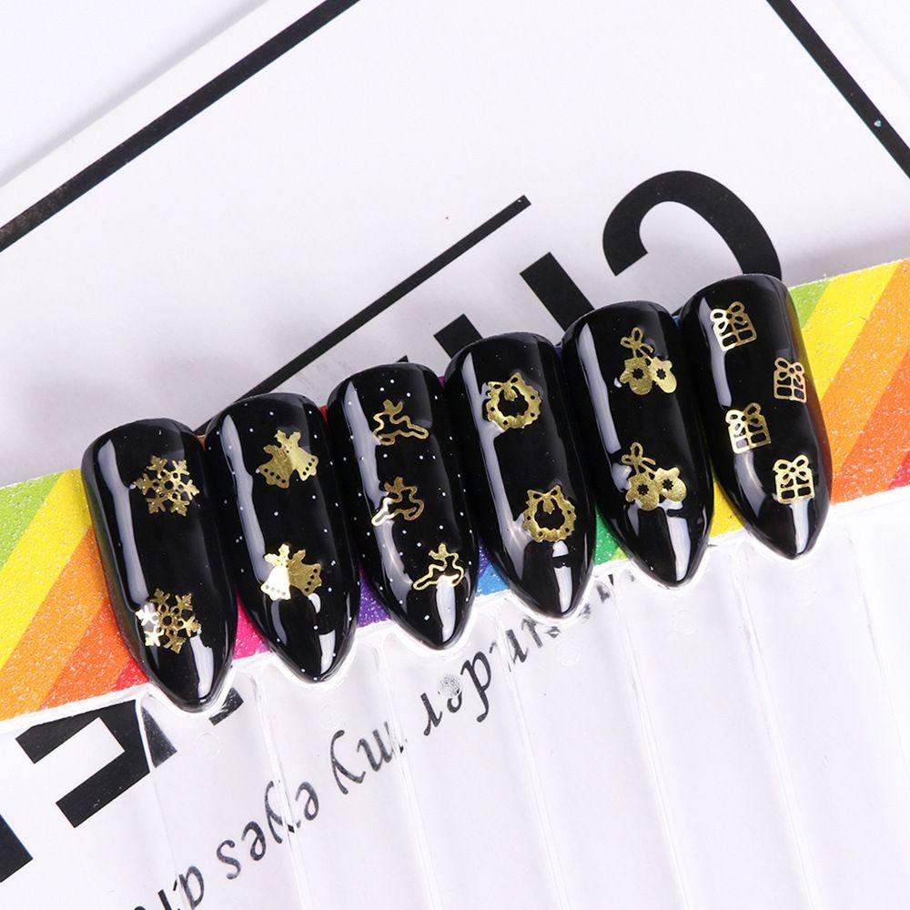 Solighter Dekorasi Kuku Natal 3D Ring Bell Elk Snowflake Spangles Untuk Gel Nails Sequin