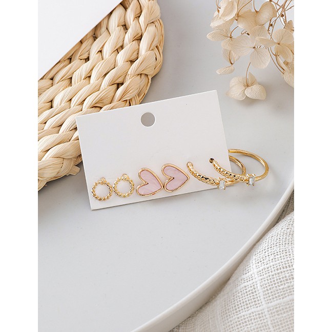 LRC Antying Set Fashion Gold Round Geometric Earrings Set Of 6 D55228
