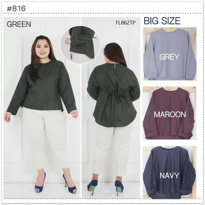 Blouse Jumbo Baju Atasan Wanita Big Size Ukuran Besar Fl862Tp