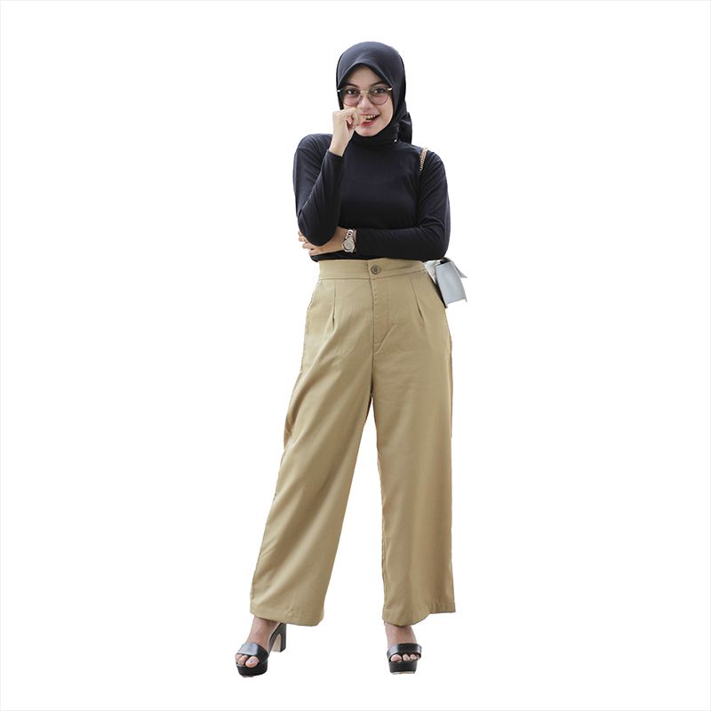 Kanjengayu - Slit Pants Cullotte Highwaist Celana Kulot Bahan Katun Loose Pants Original Seri A