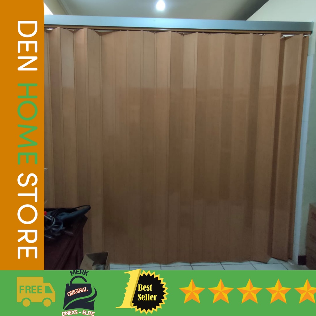 Partisi ruangan folding door terbaru bahan pvc anti rayap