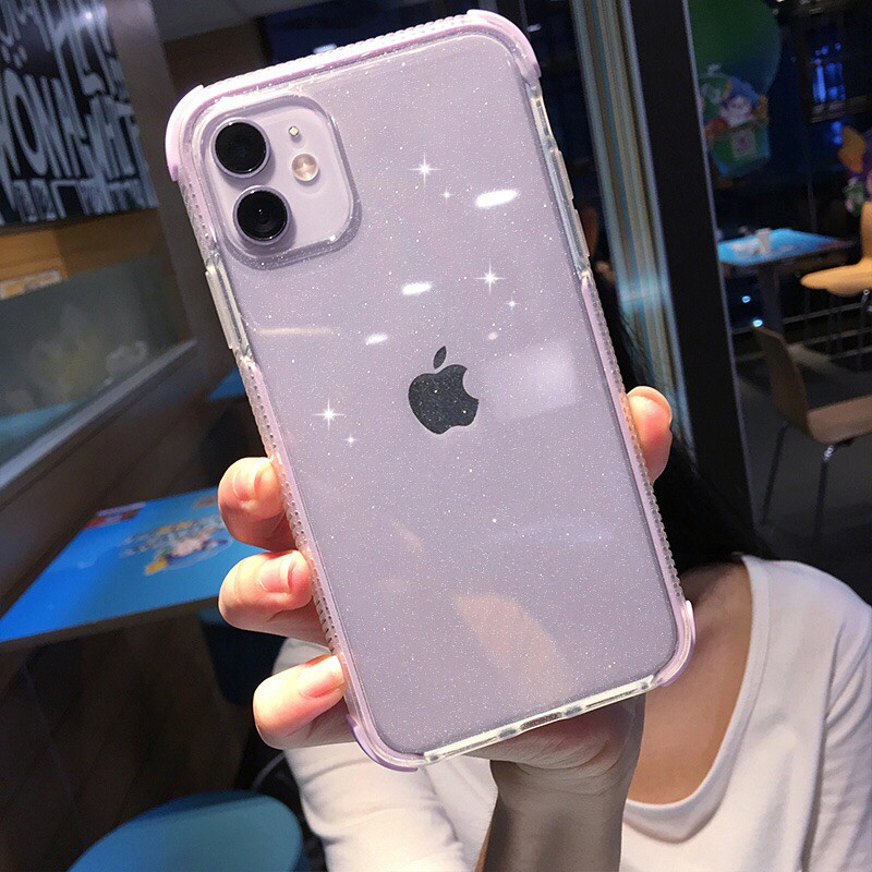Glitter Anti-drop Phone Case iPhone 12 Pro Max 11 Pro Max X XR XS MAX 7 8 Plus Transparent Soft TPU Shining Back Cover-6