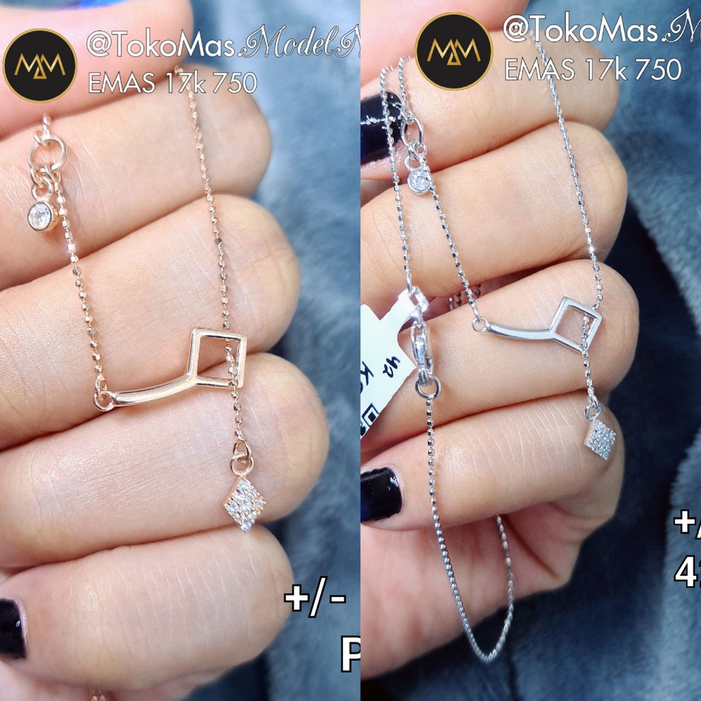Kalung biji lada fashion gantung emas putih emas rosegold 750 kadar 17k