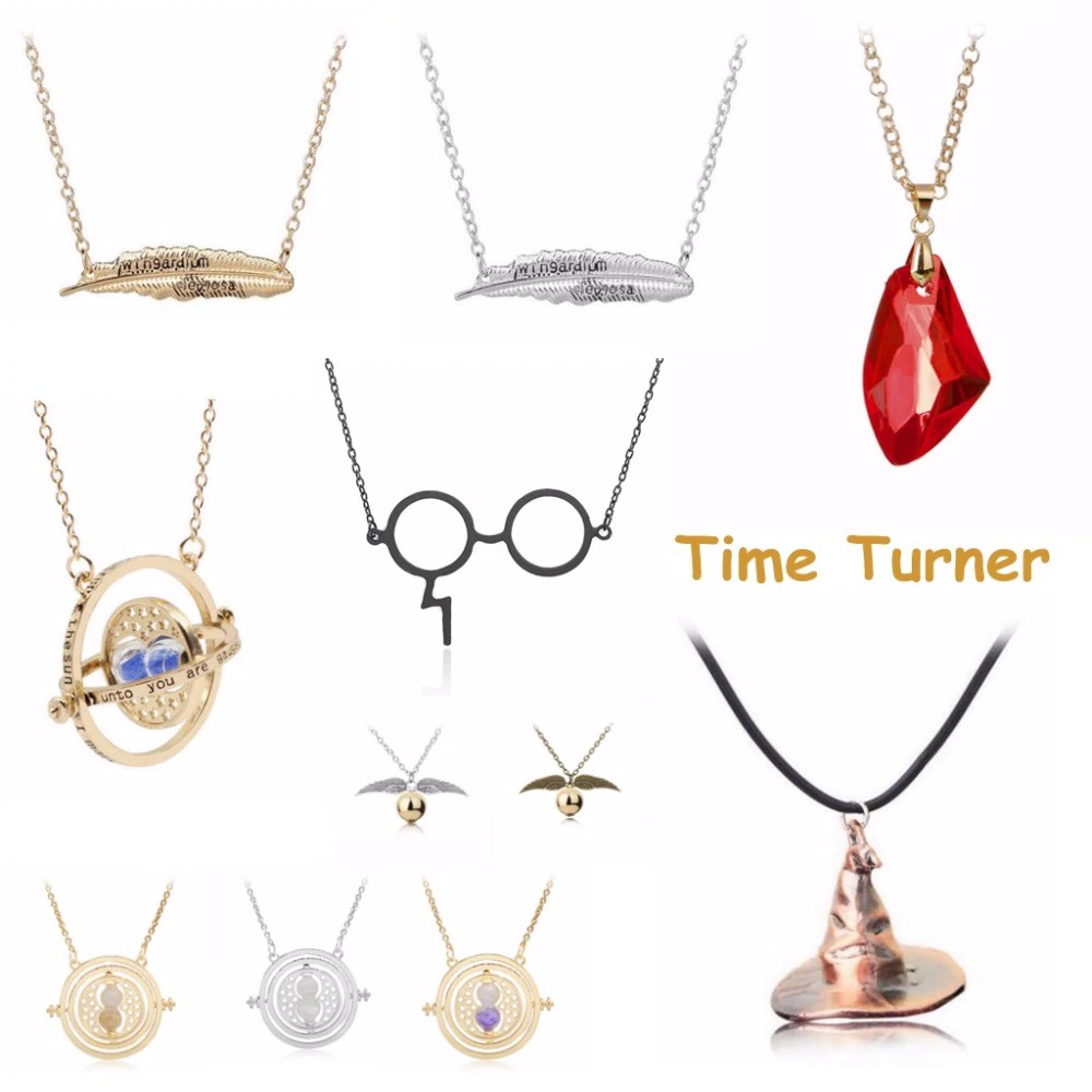 [PO] Harri Potter Magic Wand Time Turner Hourglas Fly Thief Quidditch Pendant Toys Necklace