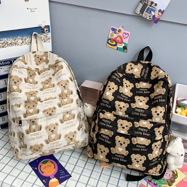 AK Ransel Anak Sekolah Sully Bag Ransel Wanita Motif Beruang Korea Cute import Bag BISA COD