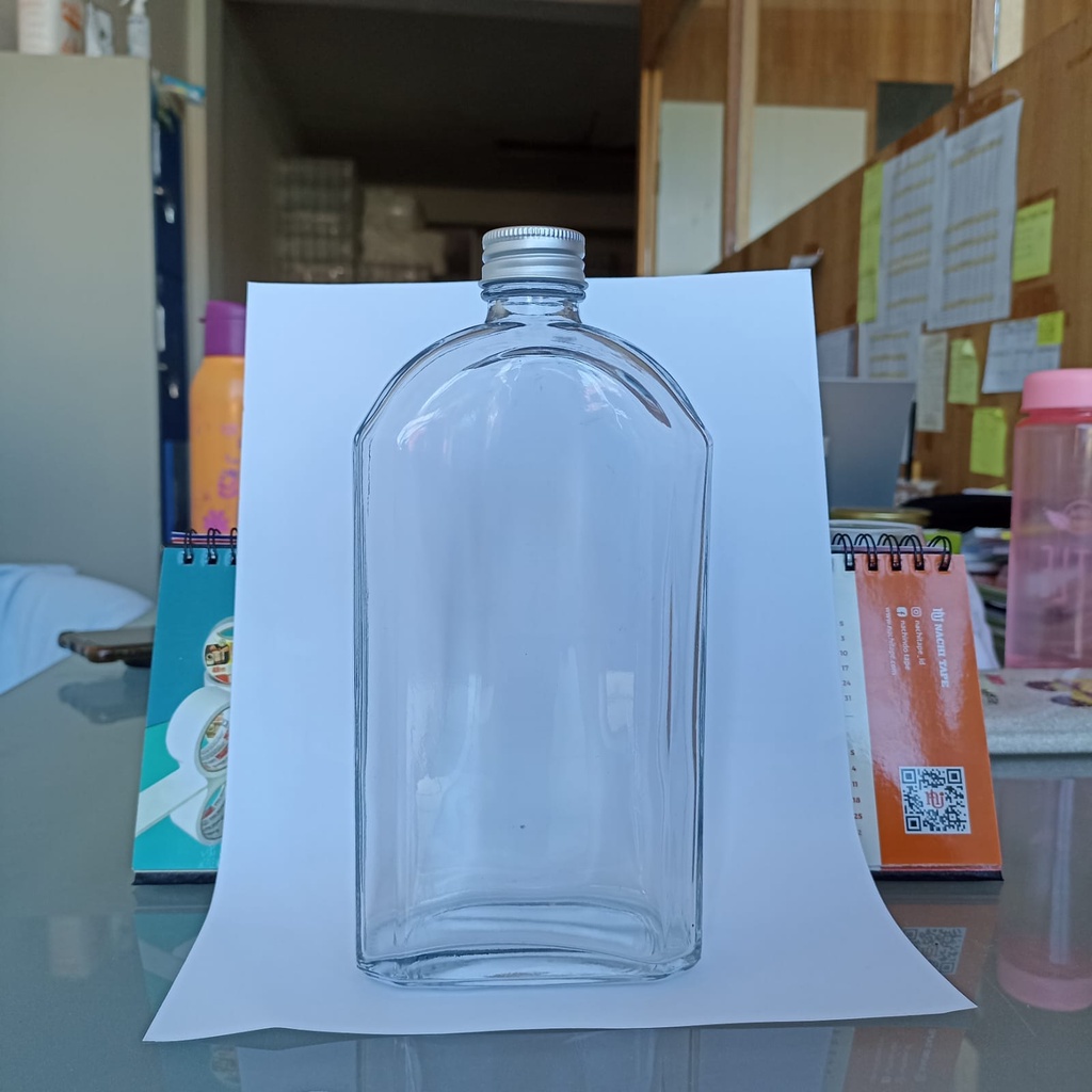 Gardenglories Gp02 - Botol Kaca Gepeng 500Ml Tutup Aluminium