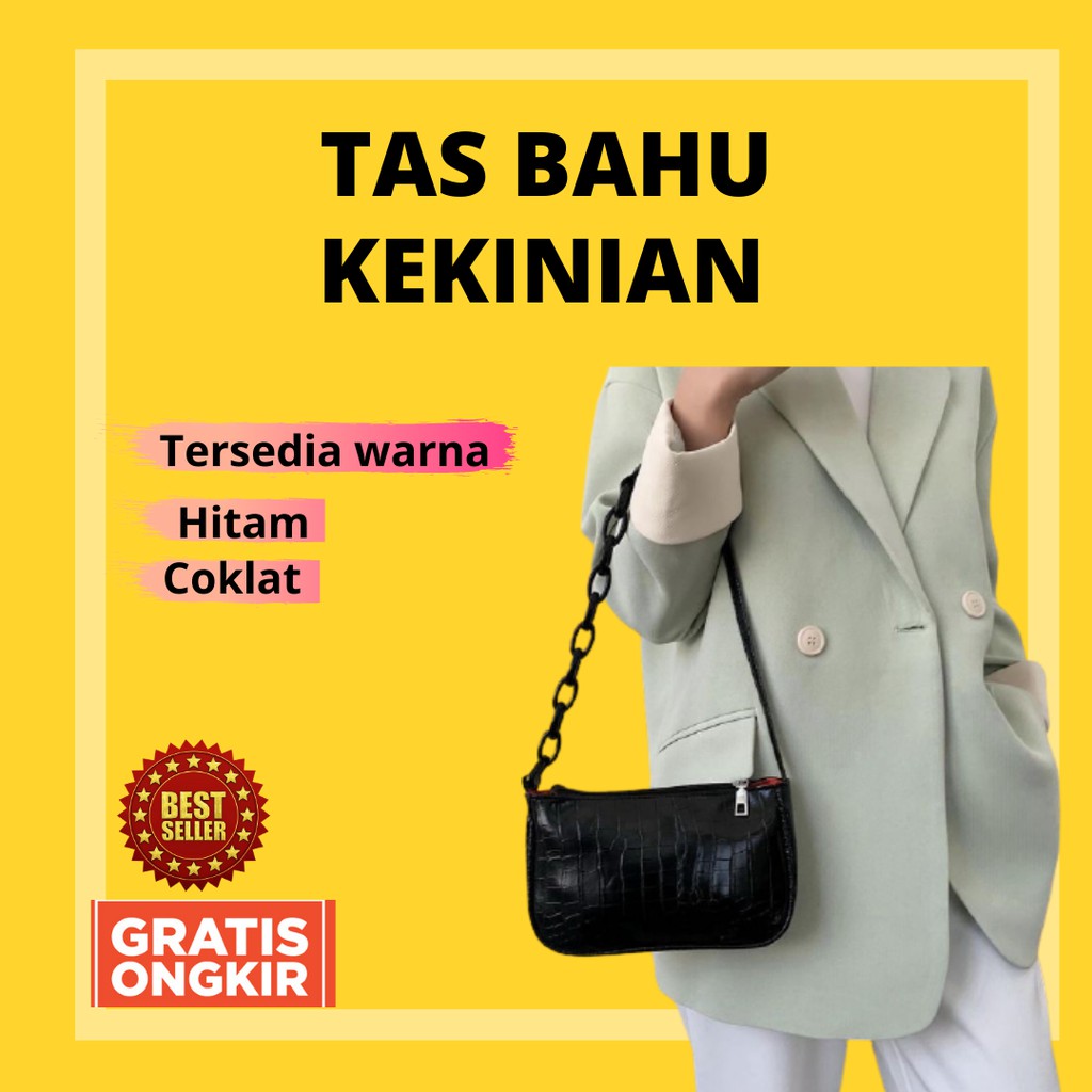 TAS BAHU TOP HANDLE SHOULDER SLING BAG TALI PENDEK  WANITA  CROCO RANTAI FASHION KOREA tiktok viral