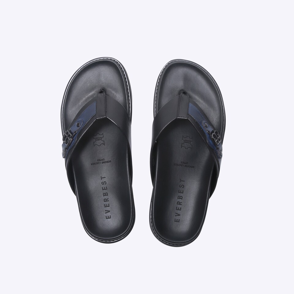 SANDAL JEPIT EVERBEST PRIA ORIGINAL CASUAL KULIT ASLI BIRU NAVY EM19