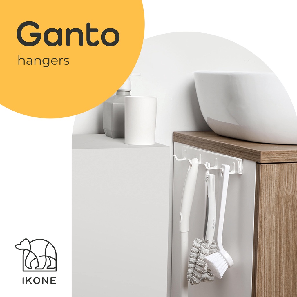 【IKONE】GANTO Gantungan Serbaguna 4 Kait Hangers Gantungan Baju Gantungan Peralatan Dapur Gantungan Kamar Mandi Sikat Hook Baju dan Tas Gantungan Handuk Belakang Pintu