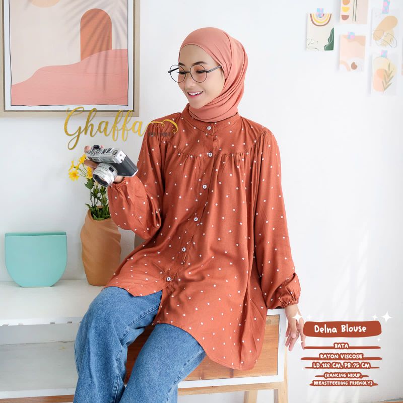 DELNA BLOUSE BY GHAFFA THE LABEL / BLOUSE MOTIF WANITA MUSLIMAH / Baju wanita Kekinian modern